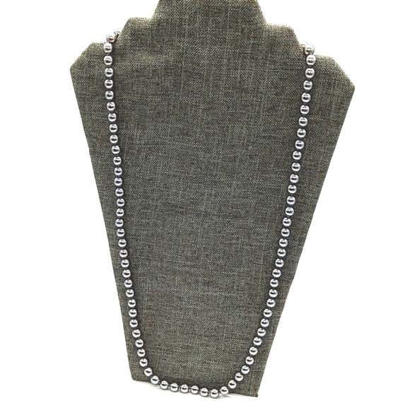 Vintage 30" Kenneth Jay Lane Gray Glass Pearl Necklace Filigree Clasp 1990s - Picture 3 of 5